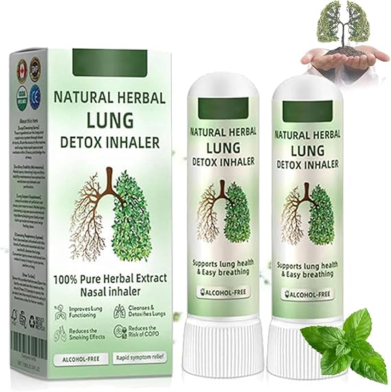 Natural Herbal Lung Detox Inhaler, Herbal Lung Cleansing Inhaler, Lung Detox Inhaler, Nasal Inhaler Stick, Nasal Inhaler Natural for Women and Men (2pcs)