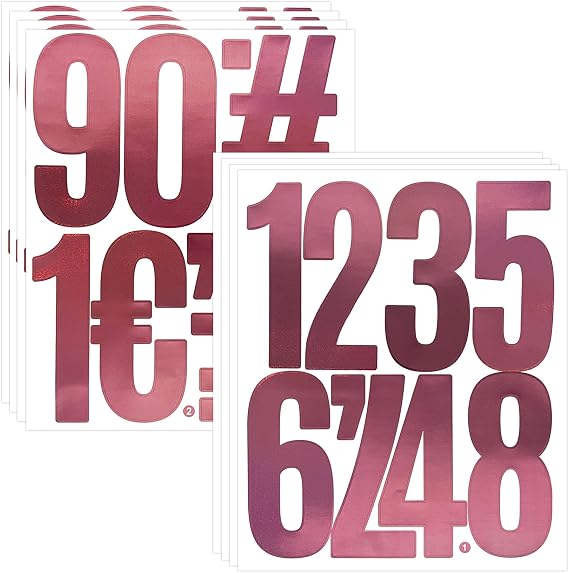 5 Inch Vinyl Number Stickers,88 Pieces Self-Adhesive Large Numbers 0-9 and Punctuation Sticker for Mailbox,House Nummber,Inventory Classification and Marks,8 Sheets Glitter Pink