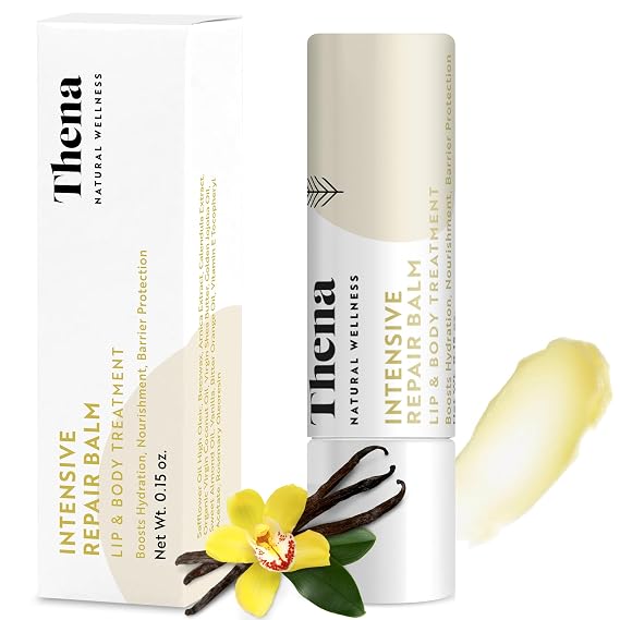 Organic Lip Balm Lip Treatment & Moisturizer for Dry Cracked Lips with Shea Butter & Vanilla, Ultra-Hydrating & Nourishing, Barrier-Repair Lip Therapy, Natural Skin Care, Women & Men
