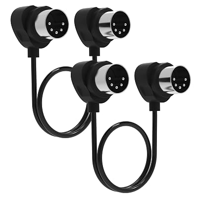 FORE 2-Pack 2-Feet  60cm Right-Angle MIDI Cable with Ultra-Small Plugs for Tight Space, 5-Pin Din MIDI Cable Compatible with MIDI KeyboardInterfaceSynthesizerGuitar Multi EffectsIdeal for Studio