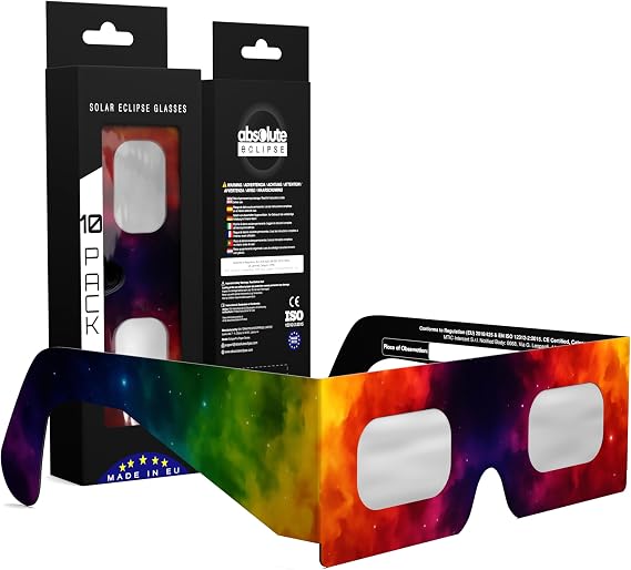 Solar Eclipse Glasses ISO 12312-2 &amp; CE Certified – Safe Solar Viewing for Direct Sun &amp; August 2026 Eclipse | Paper Cardboard Frame, Made in EU | For Kids &amp; Adults
