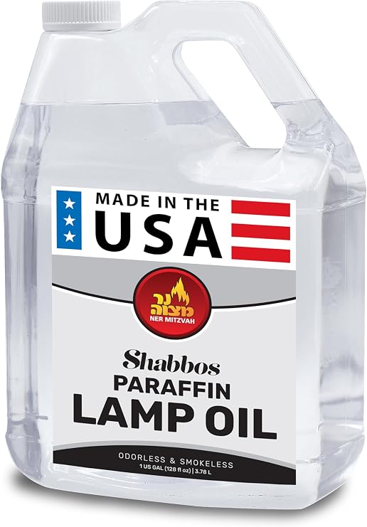 1 Gallon Paraffin Lamp Oil - Clear Smokeless, Odorless, Clean Burning Fuel for Indoor and Outdoor Use - Shabbos Lamp Oil, by Ner Mitzvah
