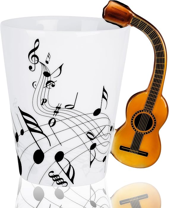Guitar Mug Novelty Music Note Coffee Tea Cup for Home Cafe Daily Use