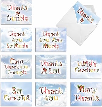 The Best Card Company - Thank You and Gratitude Cards (Box of 10), All Occasions Note Cards, Stationery Set 4 x 5.12 inch- Thanks a Bunch M2359TYB