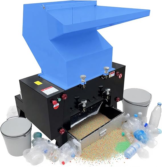 15KW Electirc Plastic Shredder Recycling Machine Bottle Cans Crusher Granulator Carboard Pulverizer Machine for PC/PVC/ABS/PET/EPS/PU/HDPE/Rubbler/Wood/Nylon/Acrylic Recycler 220V 3 Phase