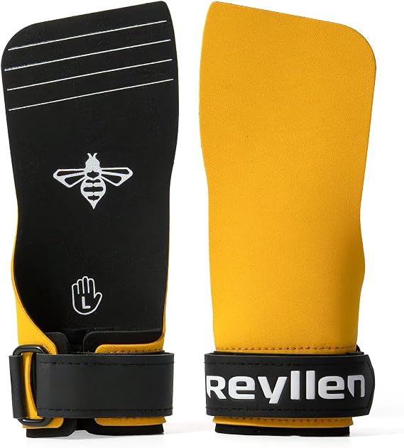 BumbleBee Gymnastic Grips | Hand Grips For Cross Fit Functional Fitness & Gym Training. Fingerless For Men and Women. Use With Chalk -  with Pair of Wristbands and Carry Bag