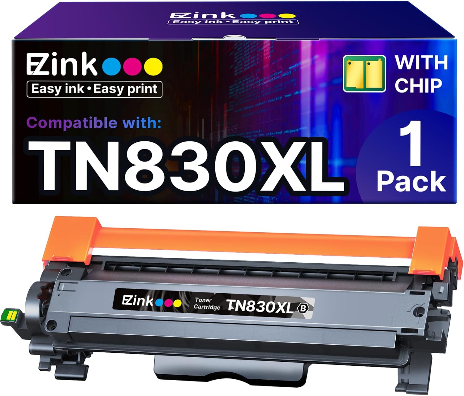 E-Z Ink Compatible Toner Cartridge Replacement for Brother TN830 TN830XL TN 830 Toner Cartridges to use with HL-L2460DW DCP-L2640DW HL-L2400D HL-L2480DW HL-L2405W MFC-L2820DW Printer 1 Black