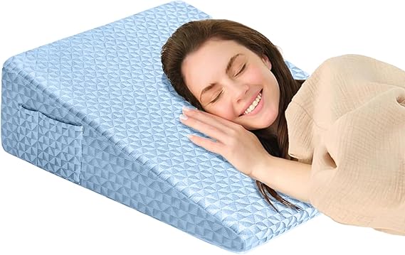Wedge Pillow for Sleeping, 7.5" Memory Foam Bed Wedge for Back and Leg Use | Dual-Layer Foam with a High-Density Base Provides Stable Support, Resists Flattening, and Stays Secure with a Non-Slip Bottom