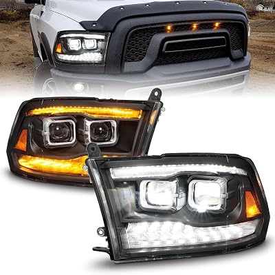 ANZO 09-18 Dodge Ram 150025003500 Full LED Proj Headlights wSwitchback Light Bar - Black