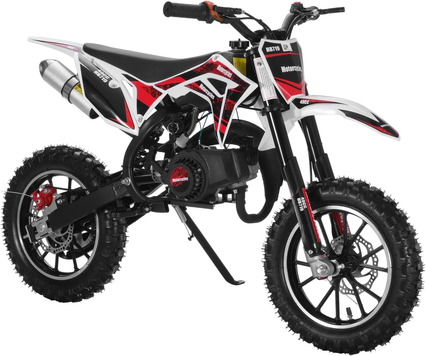 49cc Gas Power Pocket Motocross,Dirt Bike for Kids,Mini Dirt Motorcycle,2-Stroke Off Road Tires Shock Absorption Springs with Front Rear Disc Brakes,Speeds Up to 40KMH