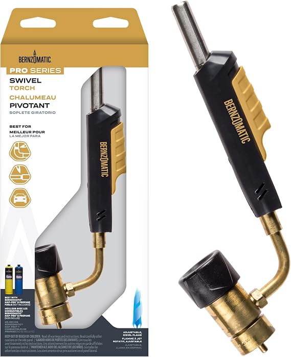 Bernzomatic 328640 TS99T Trigger Start Swivel Head Torch (TS99T Torch) | Adjustable Hand Torch for Auto Repair, Soldering, Brazing & Heat Treating | MAPP Gas Compatible | Fits Propane Tank