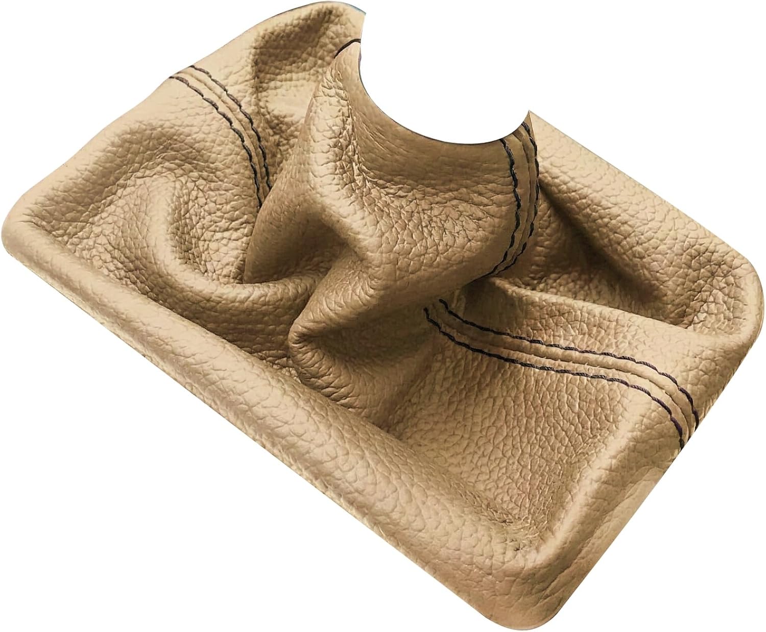 RedlineGoods gear gaiter (gaitor) compatible with Saab 9-3 2003-12. Tailor made - not universal! Genuine top-grade Italian Latte leather with Black thread