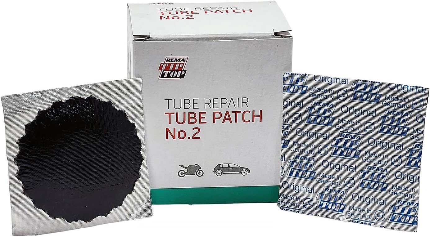 REMA TIP TOP No. 2 B-2 Tube Patch, 30 Units of 1-34 inch Round Vulcanizing Patches for Motorcycle and Automotive Tire Inner Tube Repair, Black Feather Edge