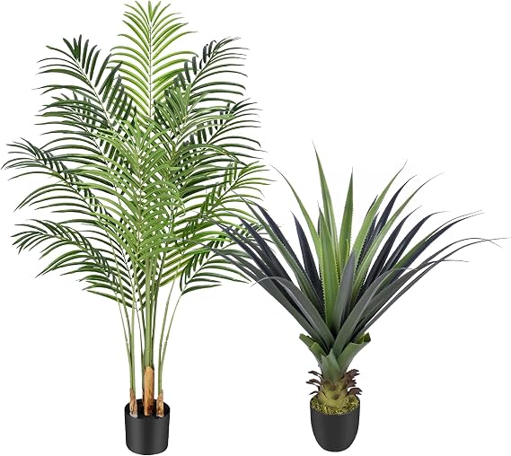 5ft Artificial Palm Tree and 3ft Artificial Agave Plant