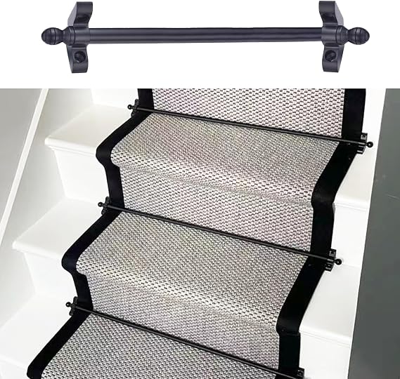 Vibeo 24"/ 28"/ 32"/ 36"/ 40" Long Stair Carpet Rods, Decorative Stair Rods for Carpet Runners, Black Brass Rug Fixer for Wooden Staircase(13pcs,L61cm(24"))