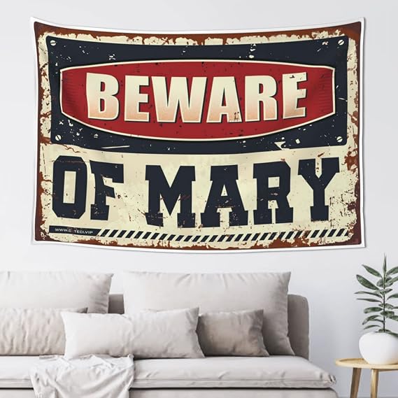 Cave Man Bar Beware Of Mary Tapestry Dorm Decor Man Cabe Decor(75X100CM)