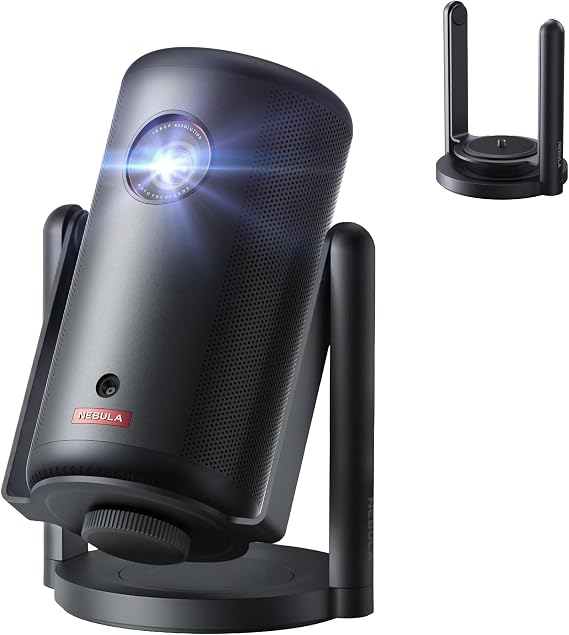 Anker Nebula Capsule 3 & Official Projector Gimbal Stand for Capsule Series Small Google TV-equipped Mobile Projector and Stand Set Home Use Full HD Netflix Compatible 200 ANSI Lumens Maximum 120 | スタンドセット 小型 Google TV搭載 モバイル 家庭用 フルHD Netflix対応 200ANSI ルーメン 大画面 天井投影 自動台形補正 オートフォーカス バッテリー内蔵 ホームシアター アンカー ネビュラ カプセル3