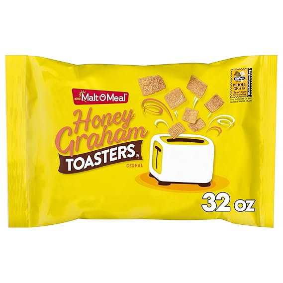 Malt-O-Meal Honey Graham Toasters Breakfast Cereal, 32 oz Bag