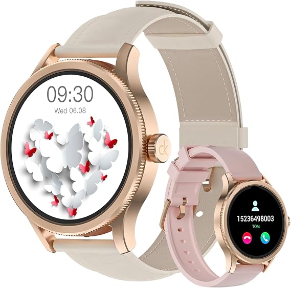 Smart Watches for Women, Fitness Tracker Smartwatch for Android Phones/iPhone Compatible,1.27" Womens Watch with Blood Oxygen Monitor, Calls and Messages/Heart Rate/Sleep/Female Cycle(2 Watch Bands