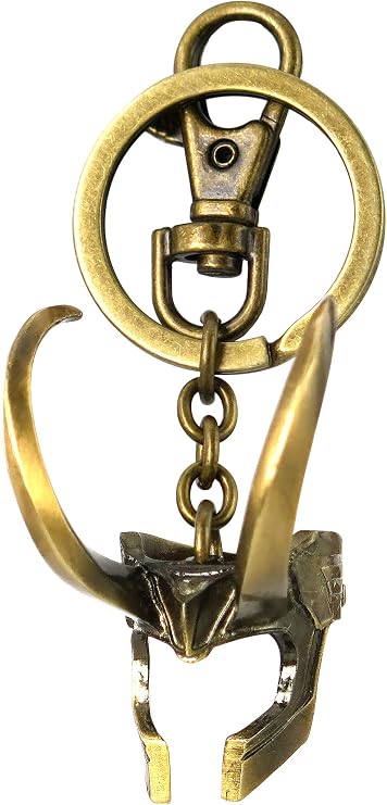 Thor Loki Helmet Keychain, Gold, One Size