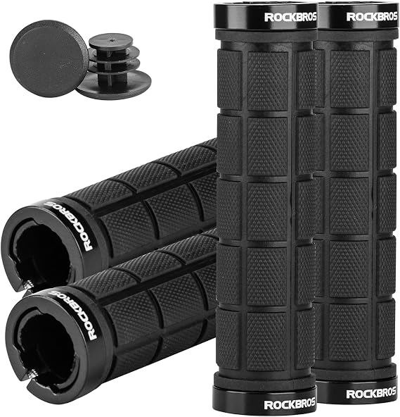 ROCKBROS 4Pcs(2 Pairs) Bike Grips Double Lock On Comfortable,Non-Slip