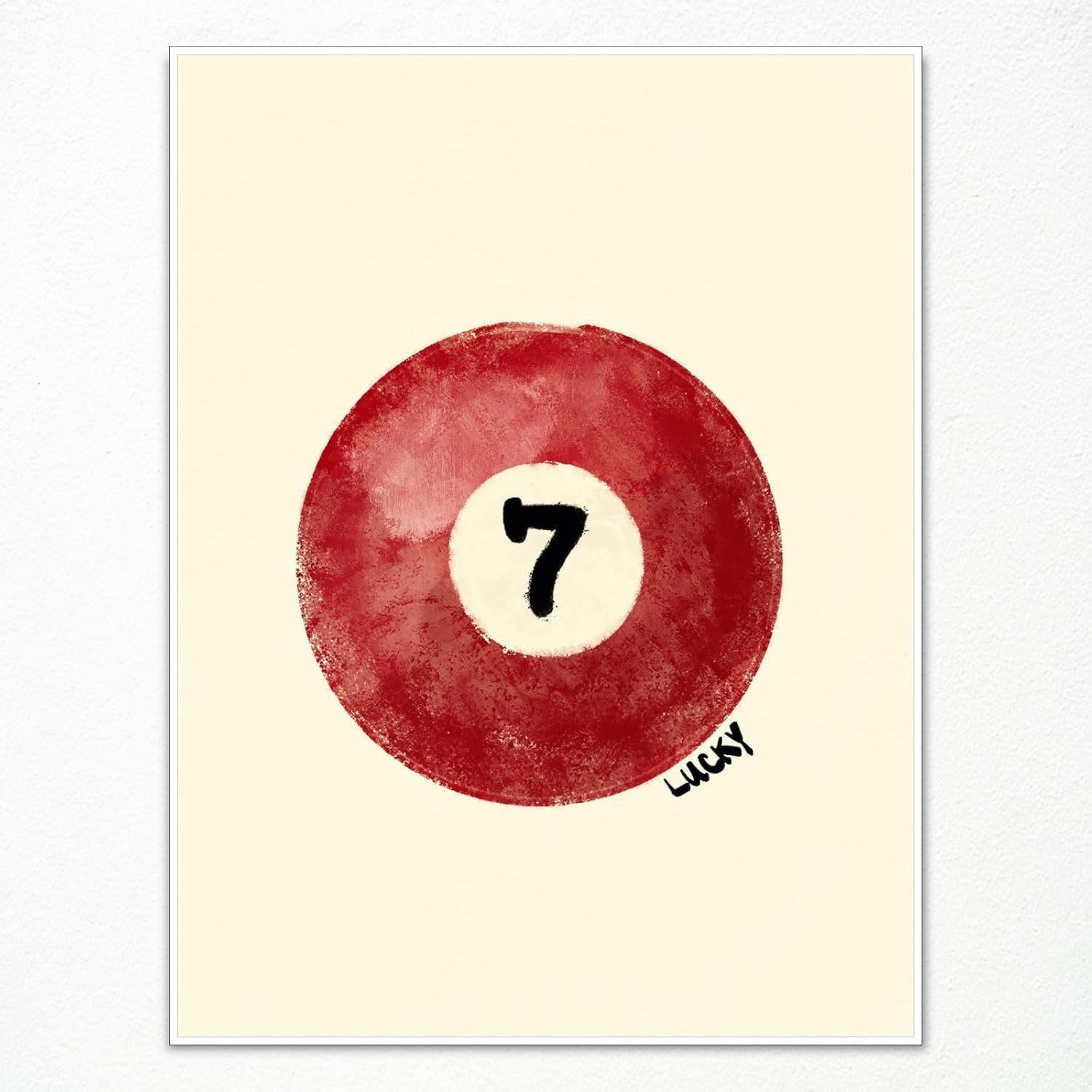 Xianyojafa Vintage Pool Ball Print Poster, Retro Lucky Number 7 Billiards Ball Canvas Wall Art,Vintage Sports Prints Painting, Cool Pool Game Pictures for Boys Bedroom 12x16in Unframed