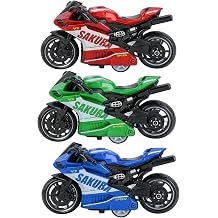 3Pcs Motorcycle Model, Pull Back Motorcycle, Red Green Blue Color Collection, Racing Game Set for Hand Eye Coordination, Display Decor for Collectors