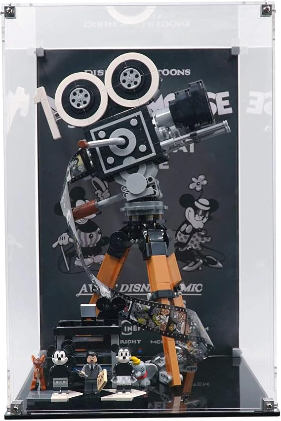 Display Case Compatible with Lego Set 43230 - Walt Disney Tribute Camera - Pre-Printed Background Acrylic Dustproof Showcase - Set Not Included