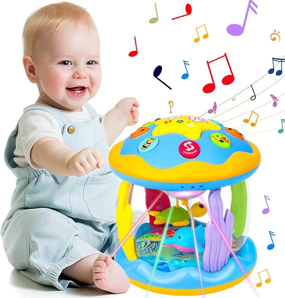 Aboosam Baby Toys 6 to 12 Months: Musical Light Up Ocean Rotating Toy | Babies Crawling Toys 6 7 8 9 10 11 12 Months - Newborn Infant Music Aquarium Toy 6-12-18 Month Baby Boy Girl Birthday Gifts