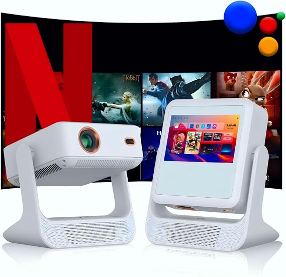 TouchScreen Smart Portable Projector,A2Pro 4K Support Outdoor Projector with WiFi6 and Bluetooth, 800 ANSI 180 Rotatable,1000+ Apps, Auto Focus Movie Proyector for Home Theater/Outdoor/Gaming