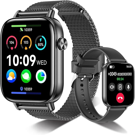 Smart Watch for Women Men, 1.83" HD Smartwatches (Answer/Make Call), IP68 Waterproof Activity Fitness Tracker, HR, Sleep Monitoring, Pedometer, Fitness Watch for Android iOS (Black)