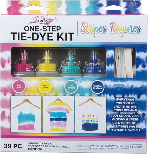 Tulip One-Step Tie-Dye Kit 4 Color Stripe Dye DIY Activity & Gift Idea, Multicolor