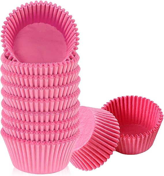 Natural Cupcake Liners 500 Count, Non-stick, Heat-resistant, Disposable, Wedding Occasion, Round Shape (Mini Pink)