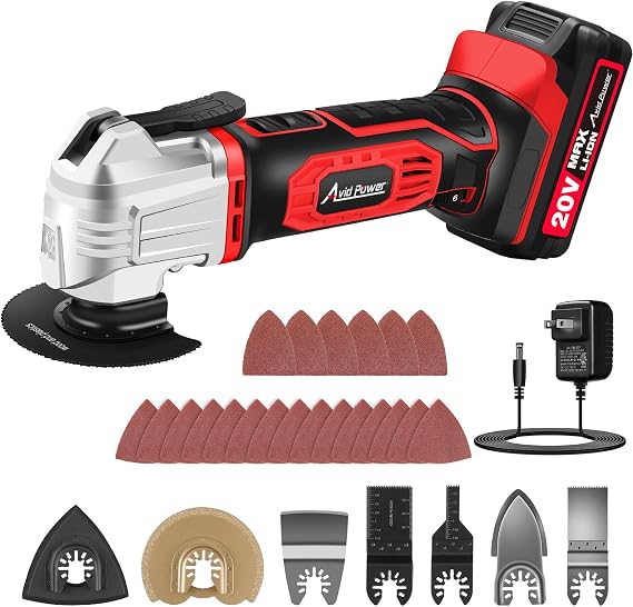 AVID POWER Cordless Oscillating Tool 20V Battery Powered Oscillating Multitool with 2.8 Oscillation Angle, Variable Speed Oscillating Saw w/ 31Pcs Accessories for Scraping/Cutting & Sanding