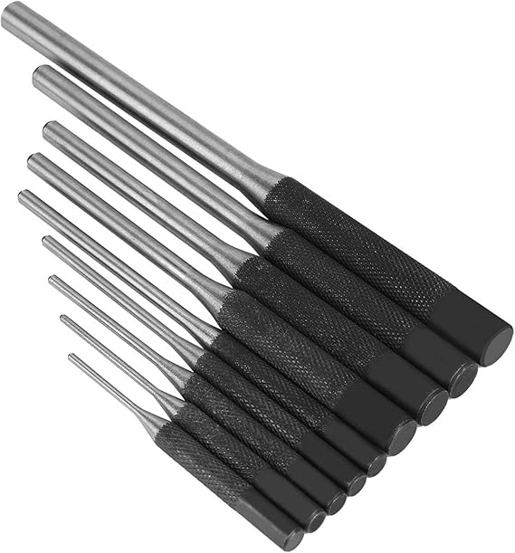 9pcs Steel Roll Pin Punch Set Mechanics Professional Removing Repair Tool with Carrying Bag for Automotive Watch Repair Jewelry and Craft Repair