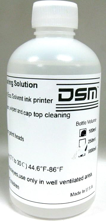 DSM Brand Eco Solvent Cleaning Solution 100 ml for Mimaki Roland Mutoh Epson Ink Line Head Flushing Liquid (Made in USA)