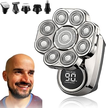 9.0 Shaver, Pro Head Shaver, Full-Body Shaving Made Simple Head, Face, Body & Below The Waist (Silver-Set)