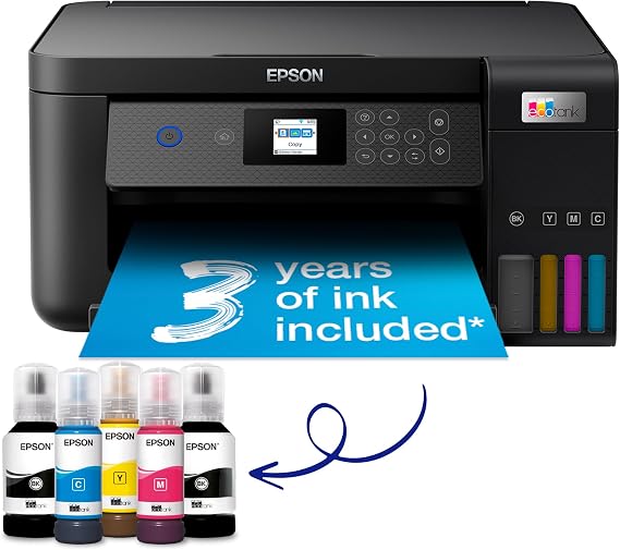 Epson EcoTank ET-2851 A4 Multifunction Air Print and Wi-Fi Ink Tank Printer with double sided printing, Up To 3 Years Of Ink Included