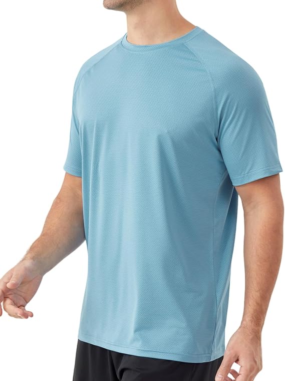 Mens UPF 50 Swim Shirt Short Sleeve Sun Protection Water Shirt Quick Dry for Fishing Swimming Beach