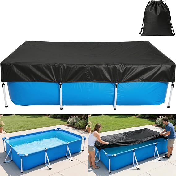 102 x 67 inch Rectangle Pool Cover 8.5 x 5.6 ft Rectangular Frame Pool Covers Garden Outdoor Above Ground Swimming Pool Shades Hot Tub Canopy Backyard Adult Pool Accessories