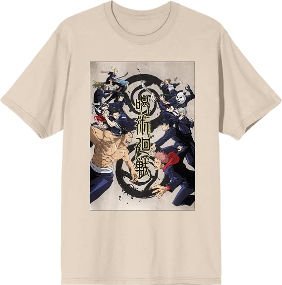 Jujutsu Kaisen Poster Art Crew Neck Short Sleeve Women's Natural T-Shirt