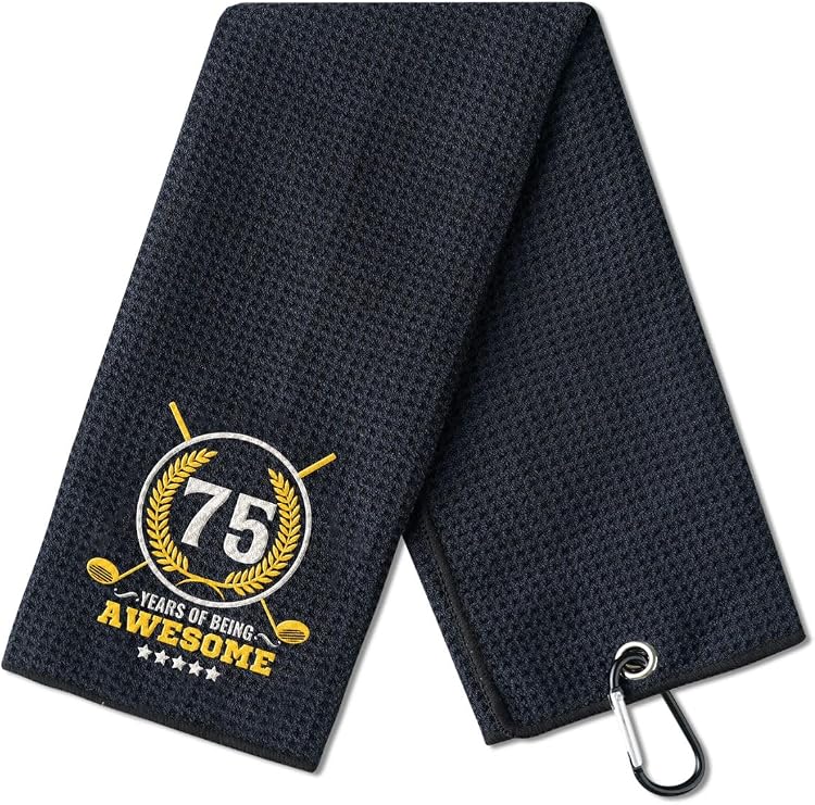 75th Birthday Gifts Golf for Men Golfer, Funny Golf Towels for Golf Lovers, Husband, Perfect for Dad, Boss, Grandpa for Birthday