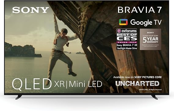 Sony BRAVIA 7 QLED (XR l Mini LED), K55XR70, 55 Inch 4K HDR Google Smart TV, Gaming Features for PlayStation 5, IMAX Enhanced, Dolby Vision Atmos, Chromecast, AirPlay, 120Hz, [Energy Class E]