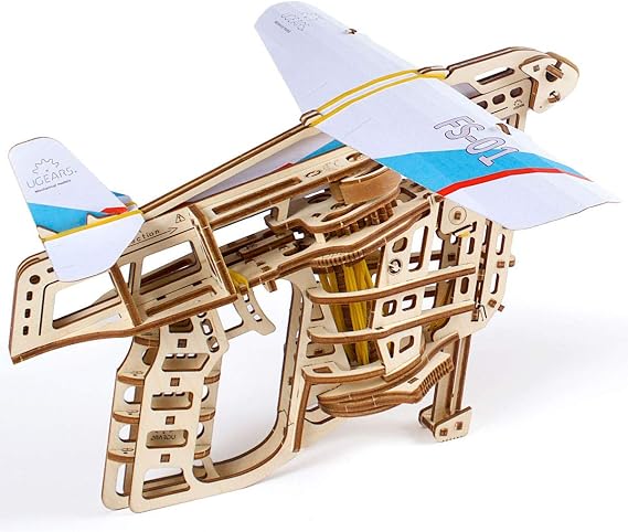 UGEARS Aeroplane Starter Ramp 3D Model Kit - Model Building Kits for Adults Teenagers - Laser Cut 3D Puzzle Wooden Construction Kit Creative 3D Wooden Puzzle Adults Model Making Set Without Glue