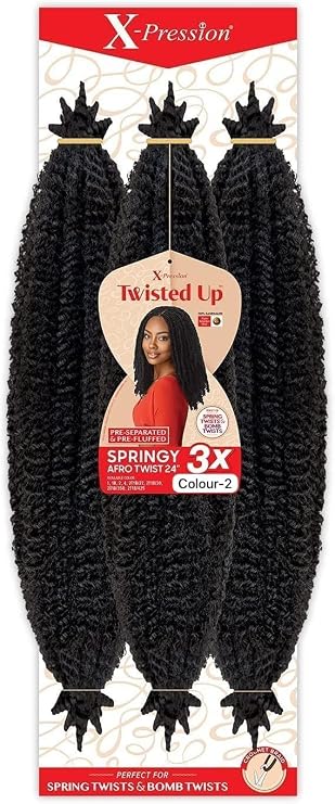 Outre X-Pression Twisted Up 3X Springy Afro Twist Crochet Braids 24 (2 (1 PACK))