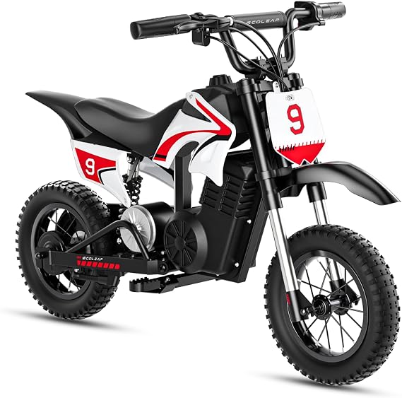 K1 Kids Electric Dirt Bike 36V Motorcycle,16MPH Fast Speed 14 Mile Long-Range,700W Peak 3-Speed Modes Electric Bike for Kids Ages 3-10 (Berry Red)
