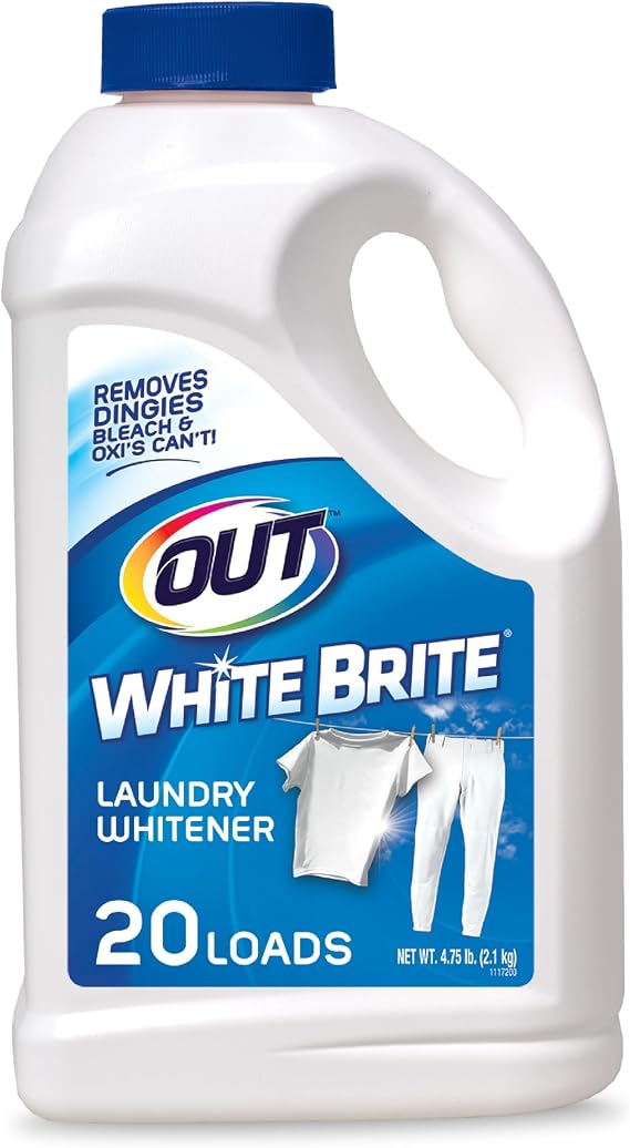 OUT White Brite Laundry Whitener, White Clothes Stain Remover, 4 lb 12 oz | Laundry Whitener Bleach Alternative, Stain Remover Detergent Booster Powder for Clothes
