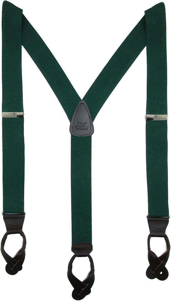 CTM Men's Elastic Button End Dress Suspenders with Silver Hardware