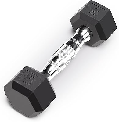 Marcy Classic Rubber Hex Dumbbell with Knurled Grip for Strength Training and Bodybuilding, 5lb - 50lb Single Dumbbell for Exercise & Fitness, Sold Individually
