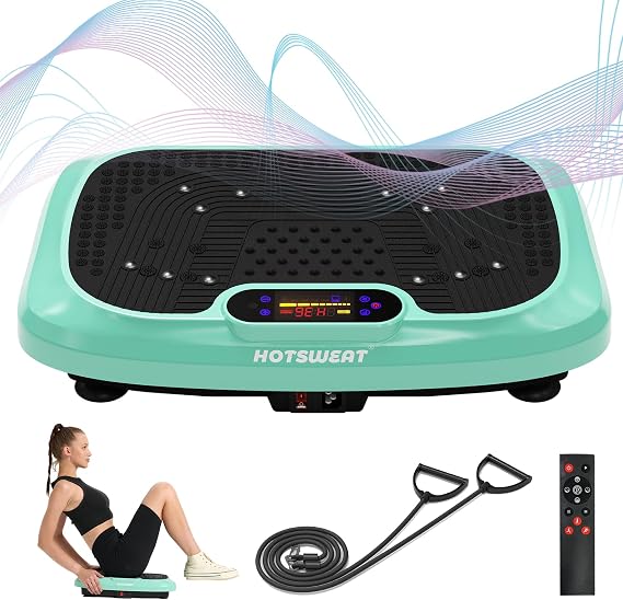 HOTSWEAT Vibration Plate Exercise Machine for Lymphatic Drainage, Power Plate Vibrating Platform, Shaker for Weight Loss, Exercise Board with 120 Levels for Home Gym
